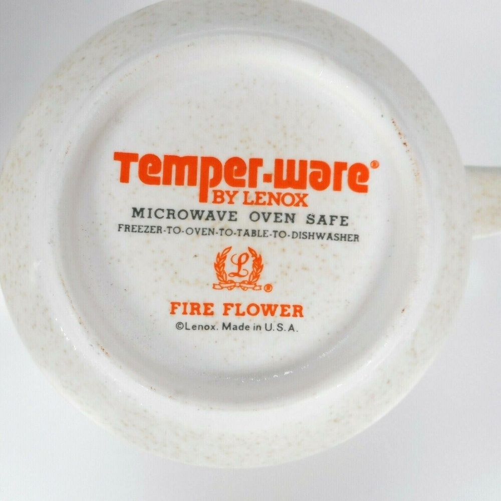 2 Vintage 70s Lenox Orange Fire Flower Temperware Cup Saucer Sets Oven Safe - Picture 11 of 12